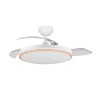 VENTILADOR TECHO C/LUZ 3 ASPAS RETRACTIL BLANCO+MADERA