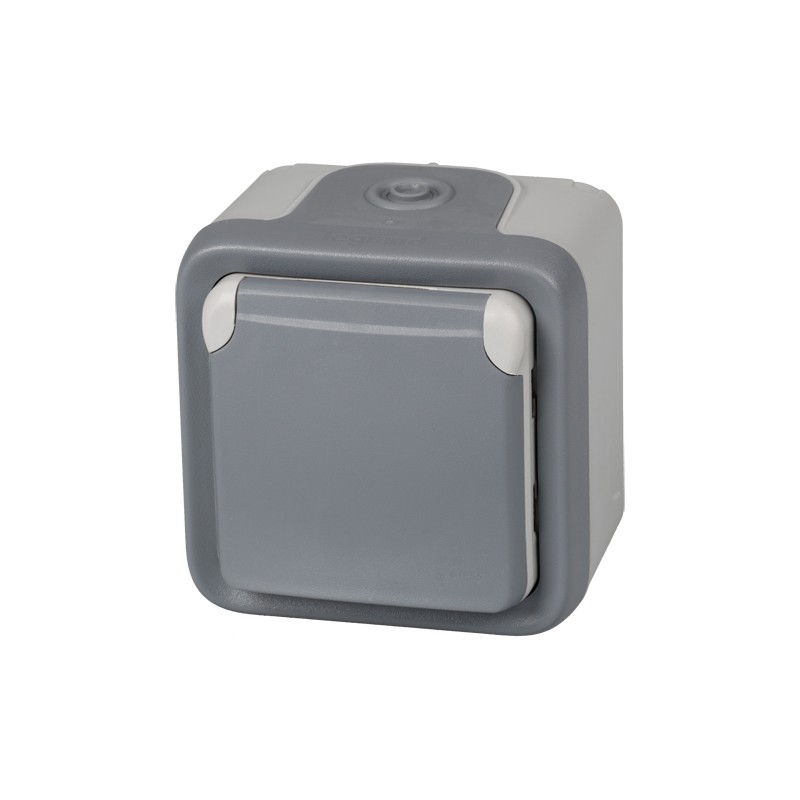 BASE ENCHUFE C/TT SUPERFICIE IP55 GRIS