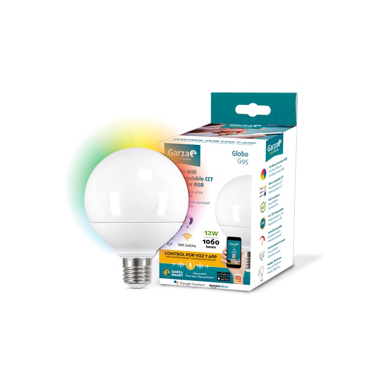 LAMPARA LED WIFI E27 RGB GLOBO REGU 1060LM