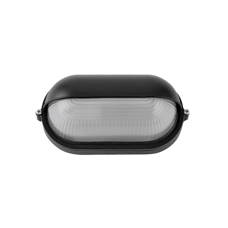 APLIQUE PARED OVAL NEGRO C/PLACA DELANTERA