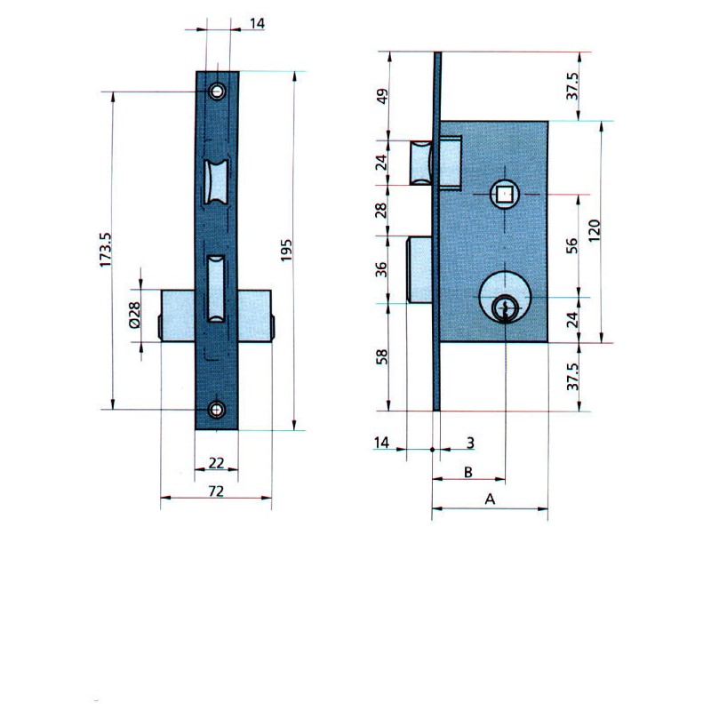 CERRADURA EMBUTIR HL/CL