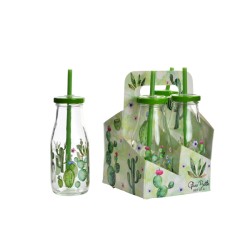 BOTELLA CRISTAL CACTUS SET-4