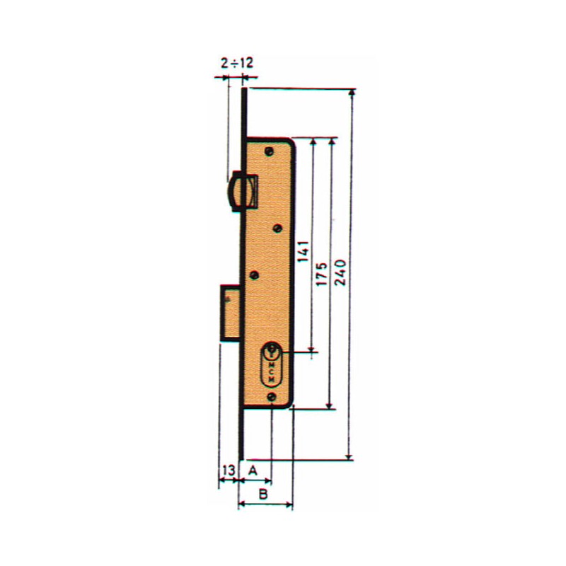 CERRADURA EMBUTIR P/MET RESBAL