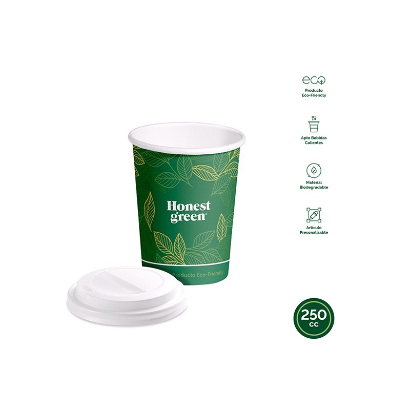 VASO DESECHABLE CARTON E.GREEN C/TAPA B/8