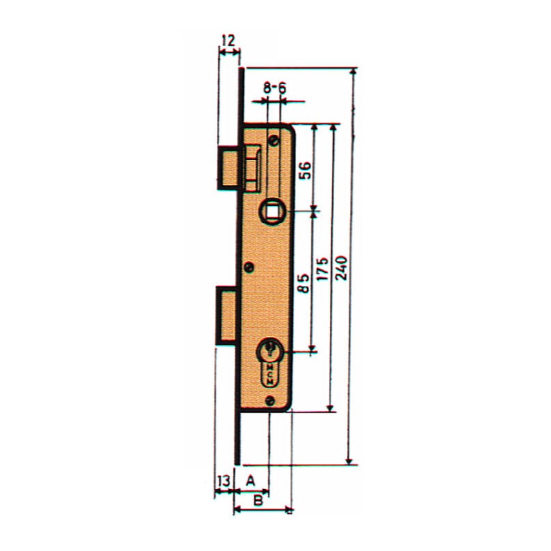 CERRADURA EMBUTIR P/METALICA