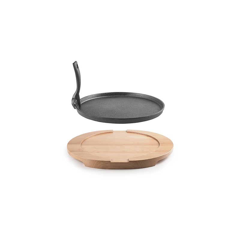 PLATO HIERRO FUNDIDO C/BASE MADERA