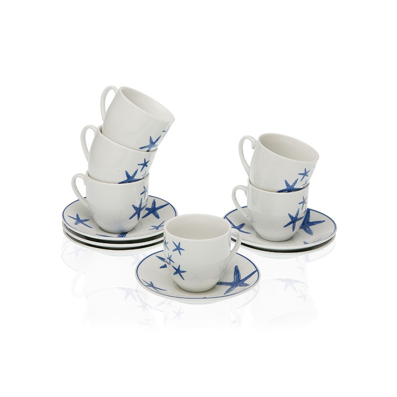 SET 6 TAZAS TE BLUE SEA