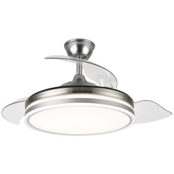 VENTILADOR TECHO C/LUZ 3 ASPAS RETRACTIL PLATA