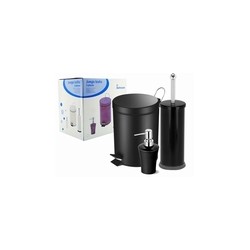 JUEGO BAÑO 3PZ CUBO 3L NEGRO