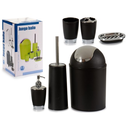 JUEGO BAÑO 6PZ CUBO 3 L NEGRO