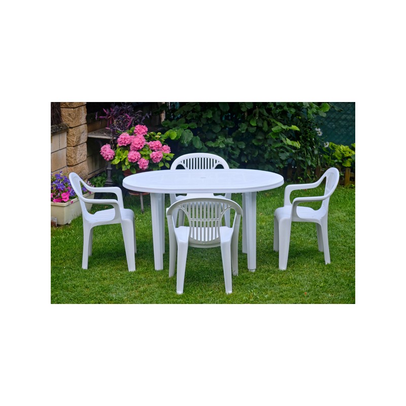 MESA JARDIN OVAL BLANCA