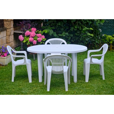 MESA JARDIN OVAL BLANCA