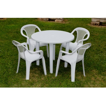 MESA JARDIN REDONDA BLANCA