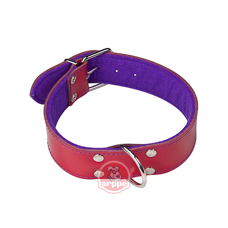 COLLAR PERRO CUERO GRANATE/PUR