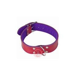 COLLAR PERRO CUERO GRANATE/PUR